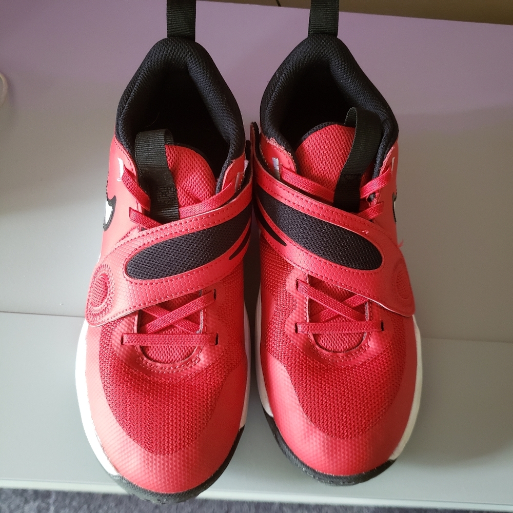Nike Team Hustle Red and Black Velcro Strap Sneakers
